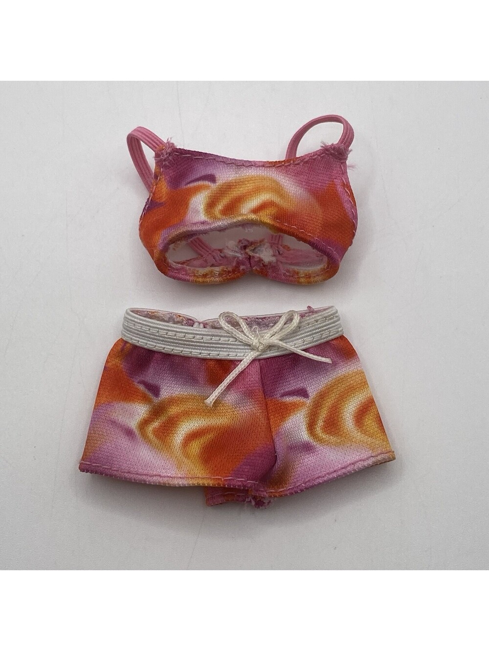 "Barbie Doll Tie-Dye Pink Orange Purple Bikini Top & Board Shorts Outfit B2